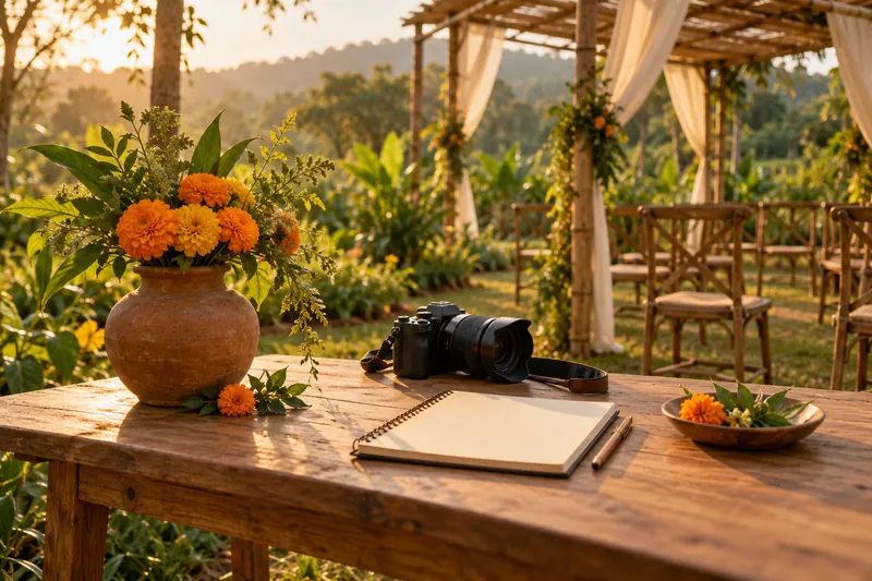 AI-generated concept of photography and garden event planning; not completed client work.